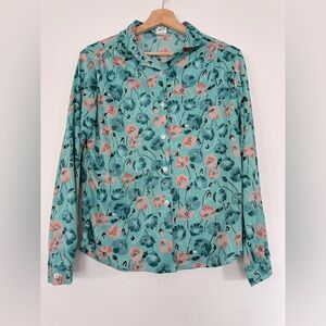 Vintage Floral Teal, Blue and Pink Women's Top